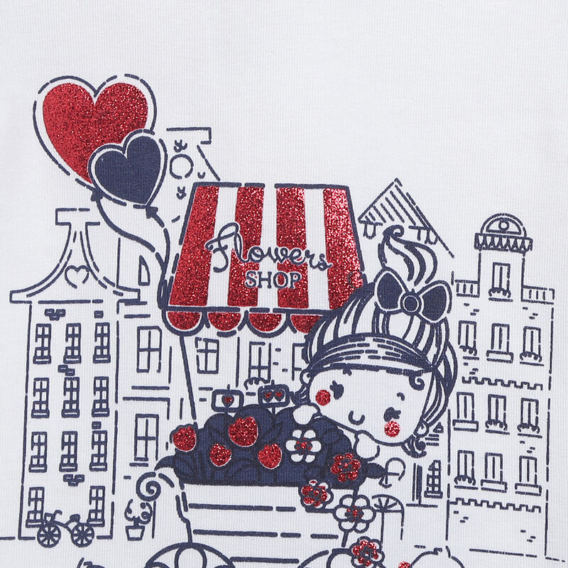 Girls White Printed Short Sleeve T-shirt image number 2